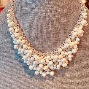 Charter Club Glass and Pearl Cluster Bib necklace